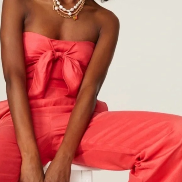 Derek Lam Strapless Linen Jumpsuit EUC size 0 - Picture 7 of 9